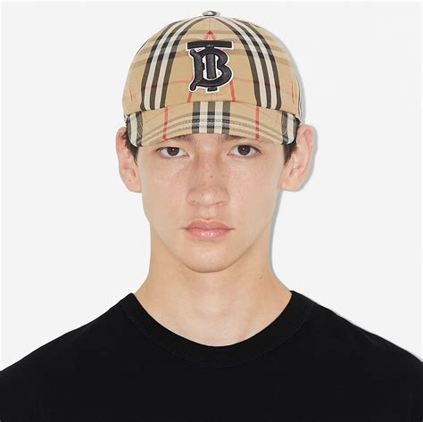 burberry cp|Check Cotton Baseball Cap in Archive beige .